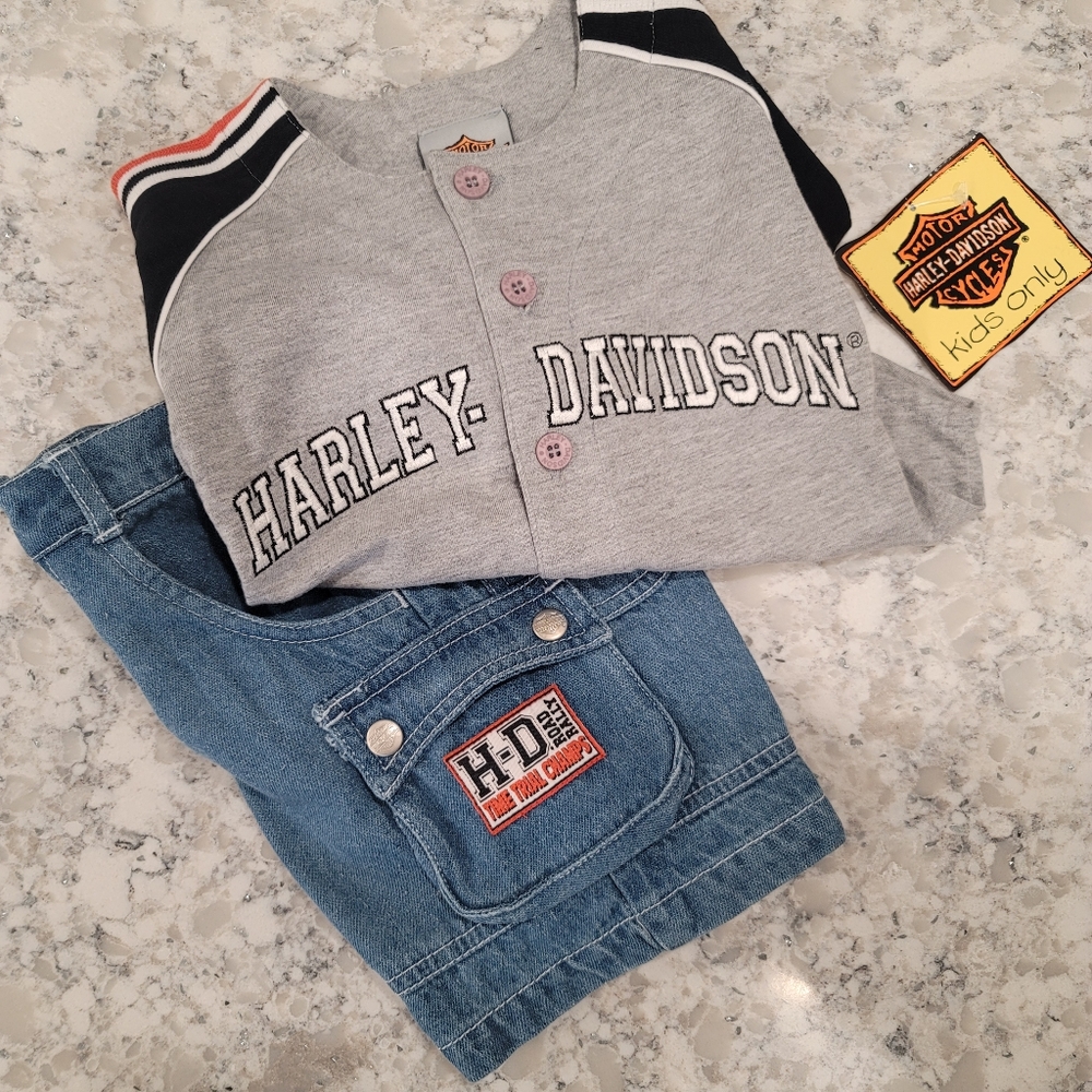 NWT Harley-Davidson Kid's Jersey & Denim Shorts Set